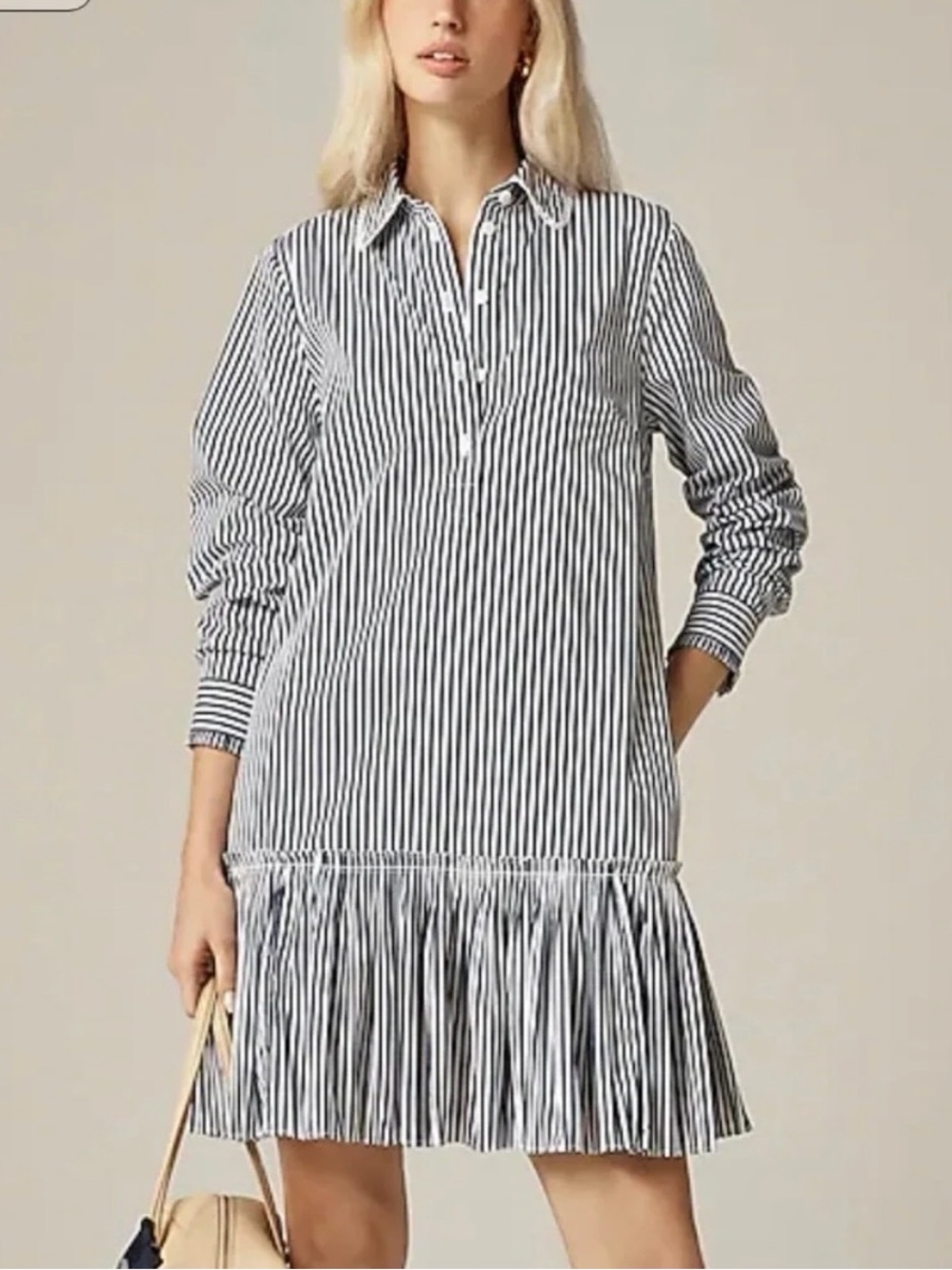 J.Crew Amelia Striped Cotton Poplin Shirt Dress